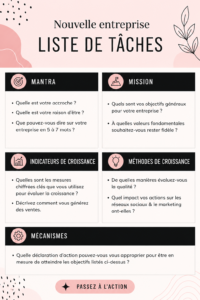 Image illustrant une checklist de tâches pour un nouveau business, avec une femme en train de planifier.