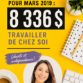Femme travaillant de chez elle sur un ordinateur portable, représentant le travail à distance et le blogging.