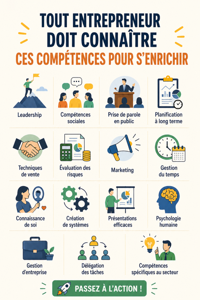 Une femme souriante en pleine séance de brainstorming sur ses compétences entrepreneuriales.