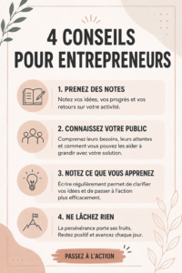 Femme entrepreneure se concentrant sur son projet avec des conseils à portée de main
