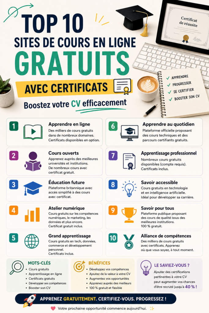 Femme utilisant un ordinateur pour suivre un cours en ligne gratuit