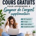 Un ordinateur portable sur une table avec des livres et une tasse de café, symbolisant l'apprentissage en ligne et la génération de revenu