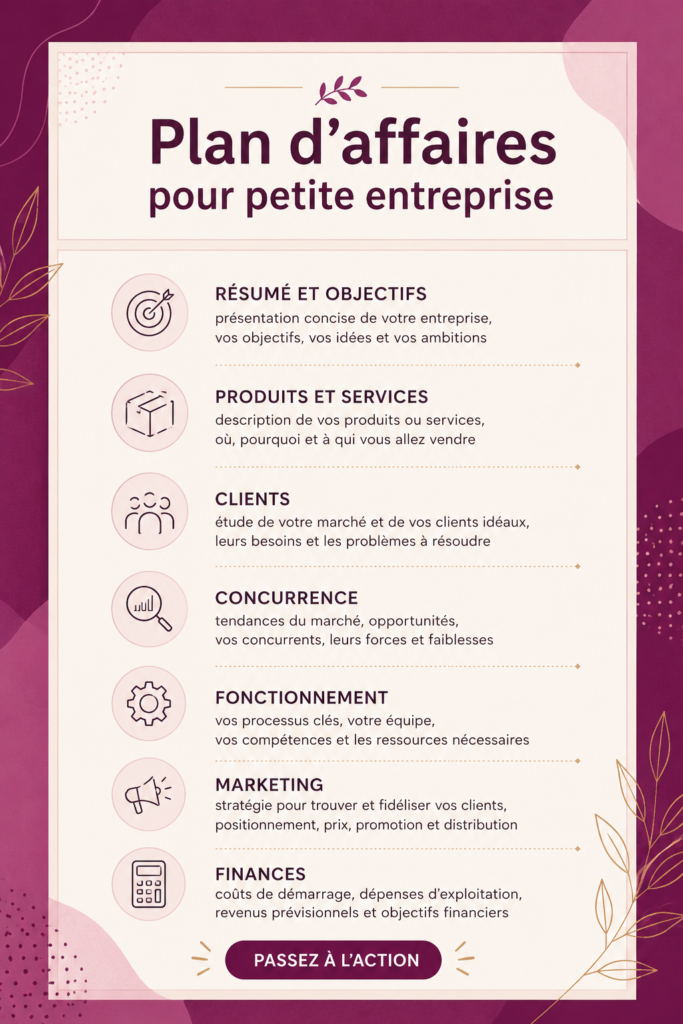 Femme en train de rédiger un plan d'entreprise avec un ordinateur portable