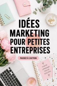 Une femme d'affaires souriante travaillant sur des idées marketing pour sa petite entreprise.
