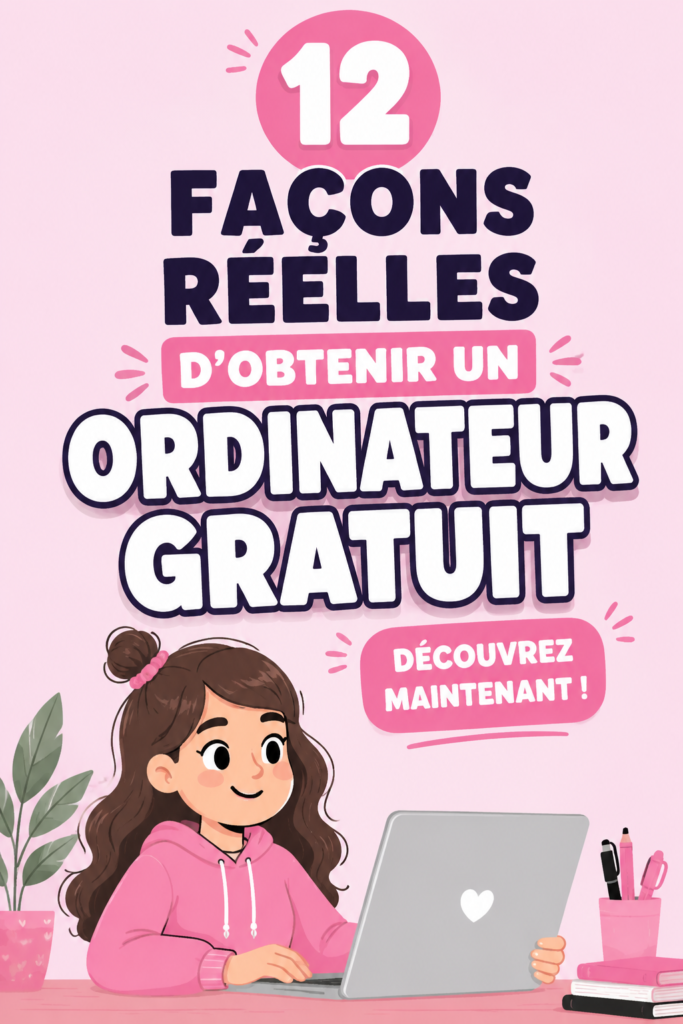 Image d'un ordinateur portable avec des liens pour des ressources gratuites