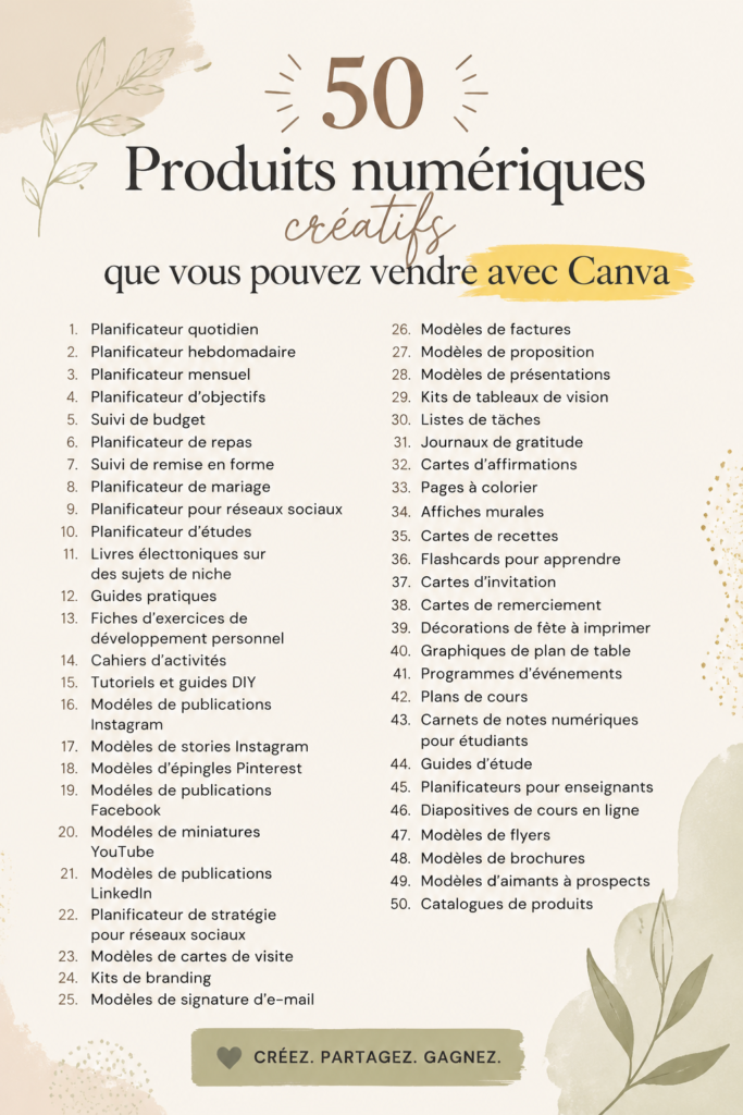 Femme travaillant sur son ordinateur avec des produits numériques sur Canva