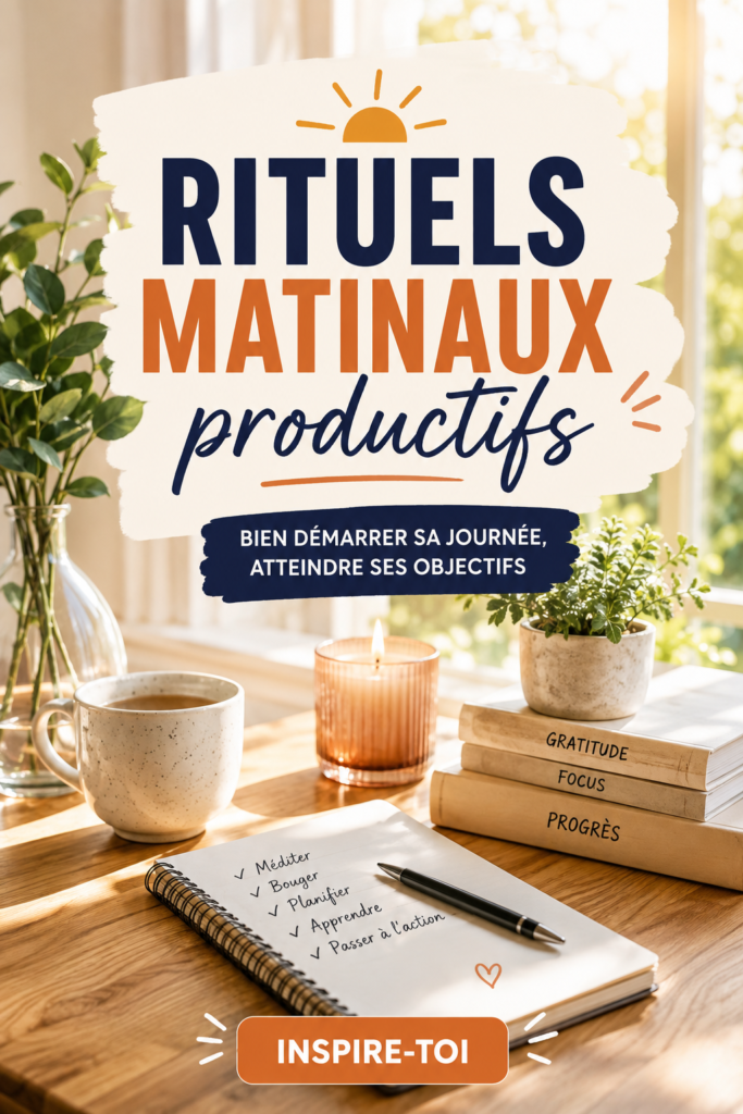 Femme travaillant sur sa routine matinale productive avec un café et un carnet