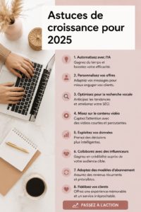 Une femme d'affaires souriante discutant de stratégies de croissance pour son entreprise en 2025