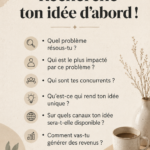 Femme examinant des documents pour valider son idée de projet entrepreneurial.