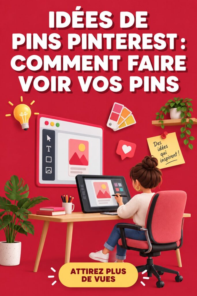 Épingle Pinterest avec des graphiques accrocheurs et du texte invitant à cliquer.