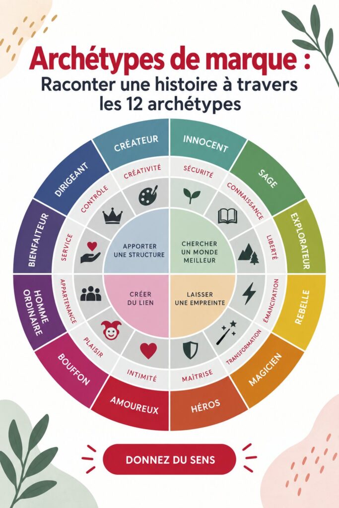 Illustration représentant les différents archétypes de marque et leur utilisation dans le storytelling.