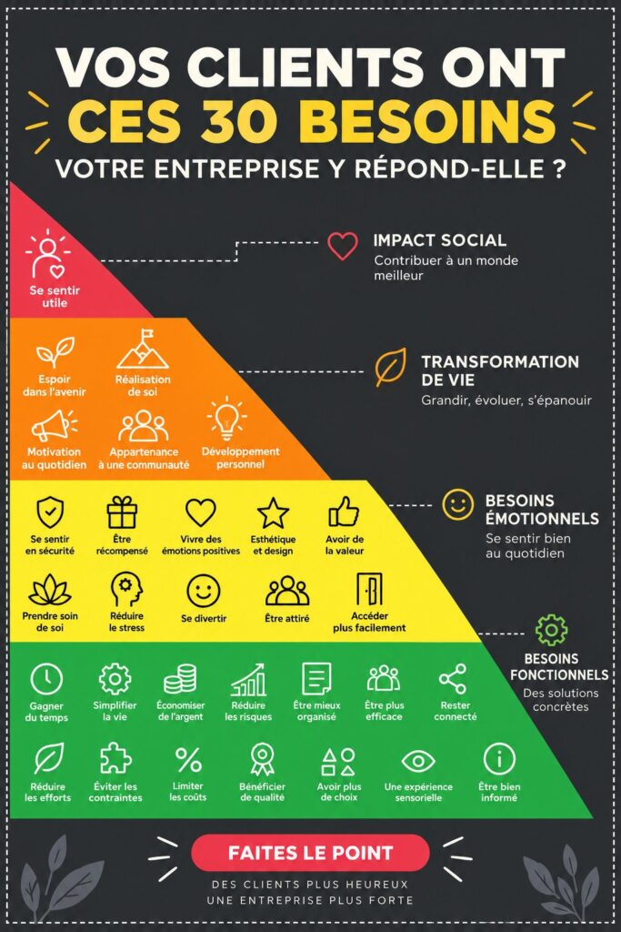 Illustration de plusieurs besoins clients en entreprise.