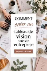 Tableau de vision rempli de mots et d'images inspirants pour une entrepreneur