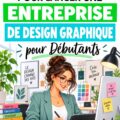 Une femme souriante travaillant sur un projet de design graphique à son bureau