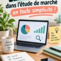 Femme réfléchissant à son étude de marché avec des notes et un ordinateur