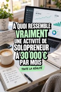 Femme travaillant sur son ordinateur dans un cadre inspirant pour solopreneurs.