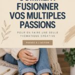 Une femme souriante travaillant sur un projet créatif qui combine diverses passions.