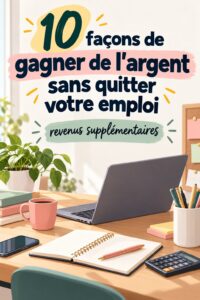 Femme souriante utilisant son ordinateur pour générer des revenus supplémentaires.