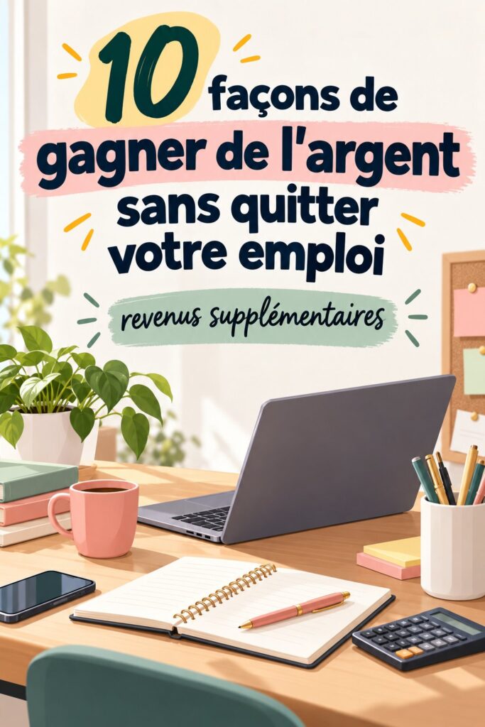 Femme souriante utilisant son ordinateur pour générer des revenus supplémentaires.
