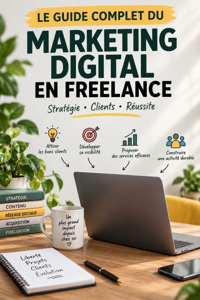 Une femme travaillant sur son ordinateur pour développer son activité de marketing digital freelance.