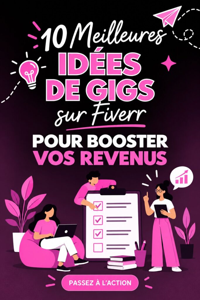 Une femme souriante devant son ordinateur, travaillant sur son gig Fiverr.