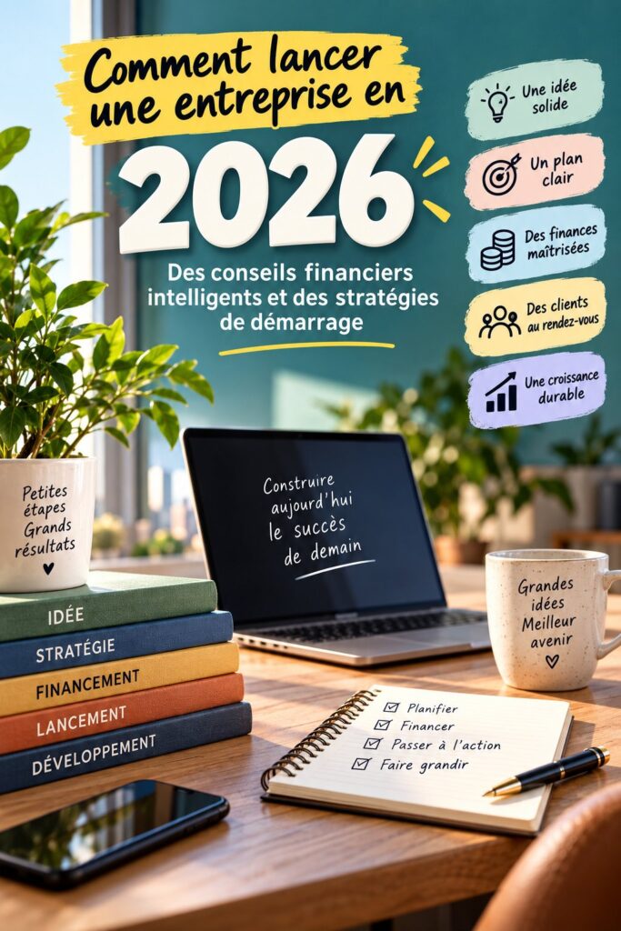 Femme souriante travaillant sur son ordinateur pour lancer son entreprise en 2026