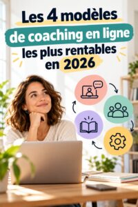 Femme souriante travaillant sur son coaching en ligne dans un espace de travail confortable.