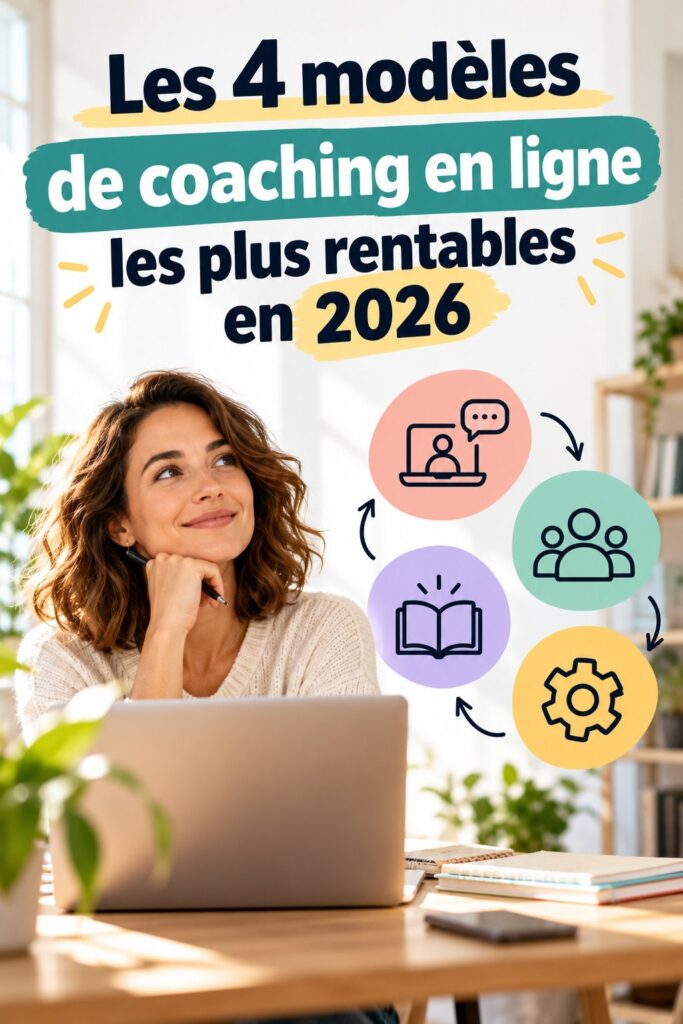 Femme souriante travaillant sur son coaching en ligne dans un espace de travail confortable.