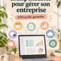 Une femme utilisant un ordinateur portable pour gérer son entreprise avec des outils digitaux.