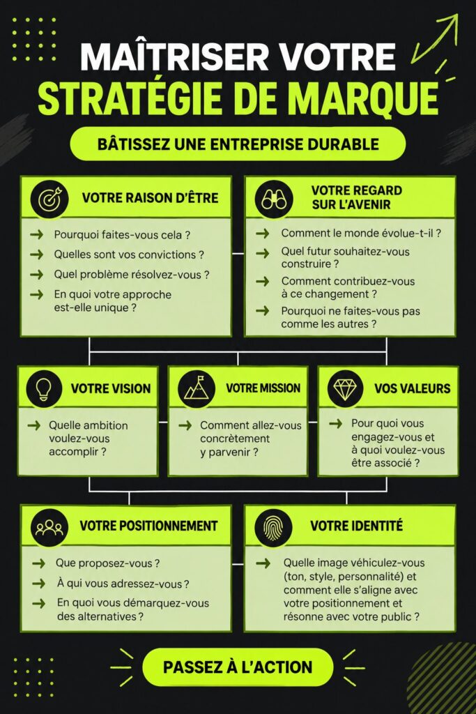 Femme d'affaires réfléchissant à sa stratégie de marque pour son entreprise.