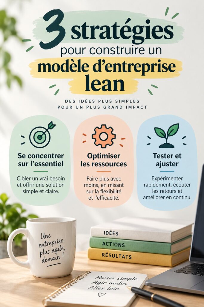 Femme d'affaires souriante élaborant une stratégie lumineuse pour son entreprise, modèle d'entreprise efficace en fond