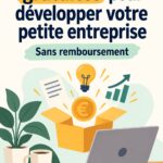 Illustration d'une femme d'affaires consultant des documents liés à des subventions pour son entreprise.