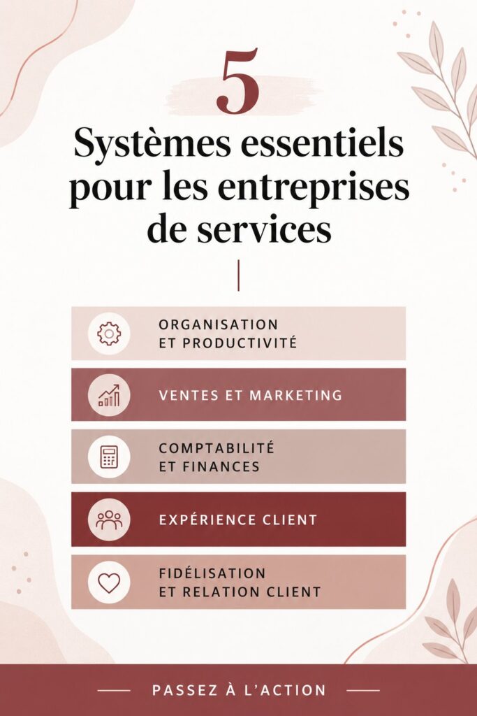 Femme d'affaires analysant des systèmes de gestion pour son entreprise de services.