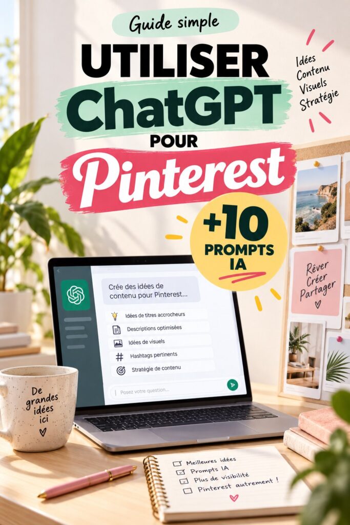 Femme utilisant ChatGPT pour générer des idées Pinterest