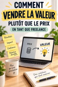 Un freelance souriant présente ses services avec confiance, évoquant la valeur de son expertise.