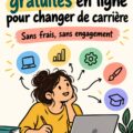 Femme souriante utilisant un ordinateur pour suivre une formation gratuite en ligne