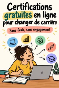 Femme souriante utilisant un ordinateur pour suivre une formation gratuite en ligne