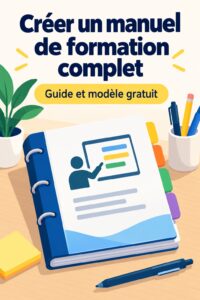 Un bureau avec des documents de formation organisés et un ordinateur en arrière-plan
