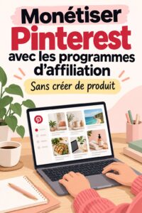 Une femme utilisant un ordinateur pour développer sa stratégie de monétisation Pinterest avec des programmes d'affiliation.