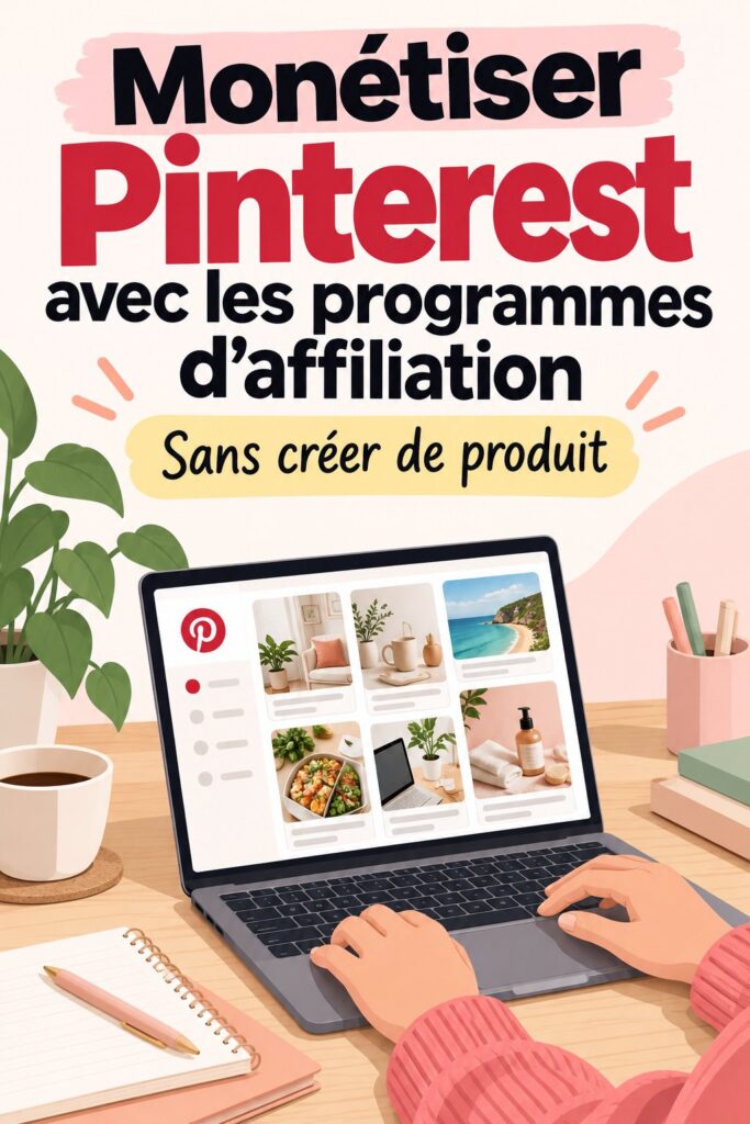 Une femme utilisant un ordinateur pour développer sa stratégie de monétisation Pinterest avec des programmes d'affiliation.