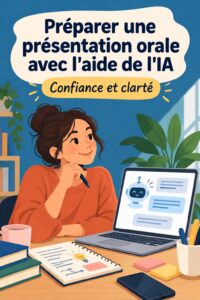 Femme préparant une présentation orale avec l'assistance de l'IA