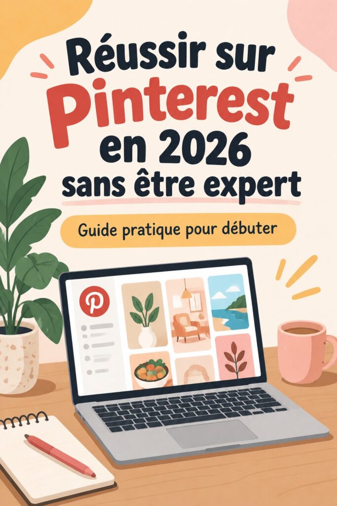 Une femme souriante utilisant Pinterest sur son téléphone avec un tableau d'inspiration en arrière-plan.